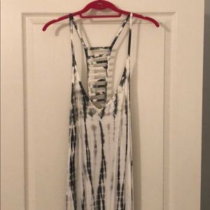 Maxi Dress White and Gray Spaghetti Strap